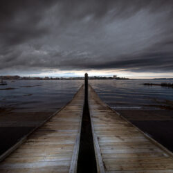 photo of a boat ramp in south portland in the bay