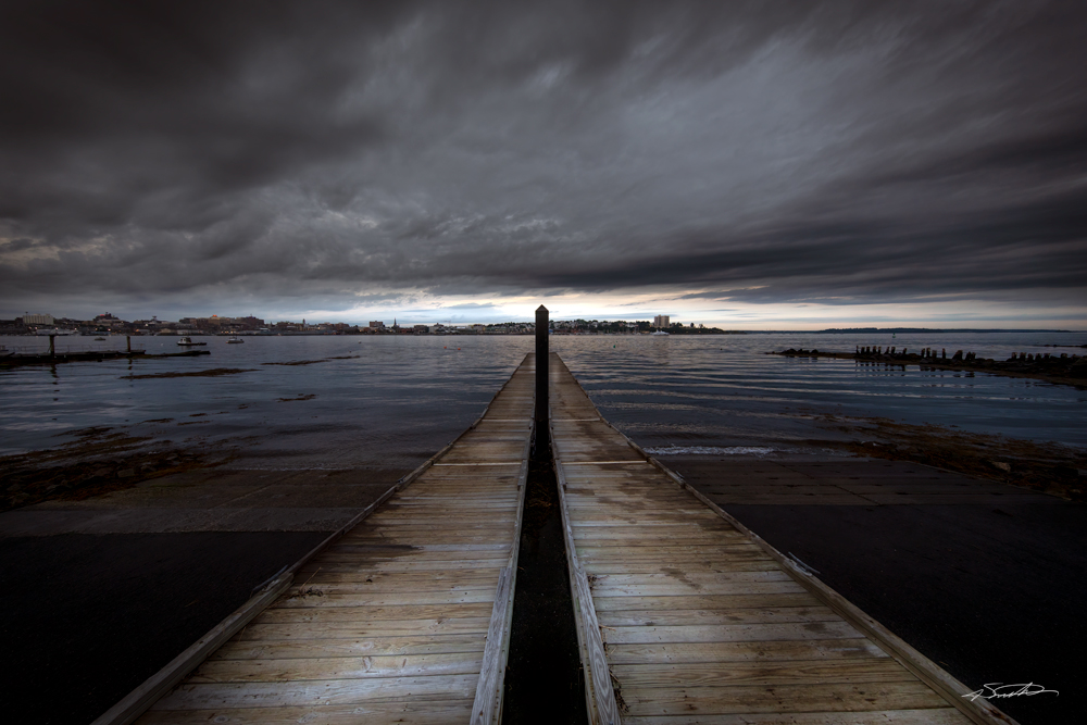 photo of a boat ramp in south portland in the bay